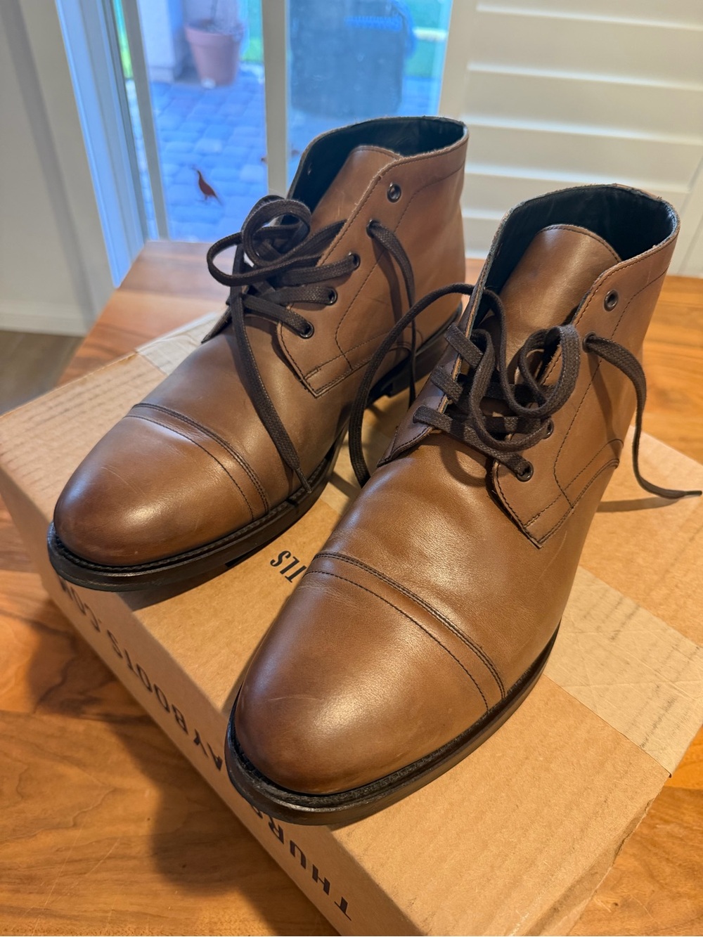 Thursday Cadet Boot. Men's walnut Brown Leather Lace-Up Boots